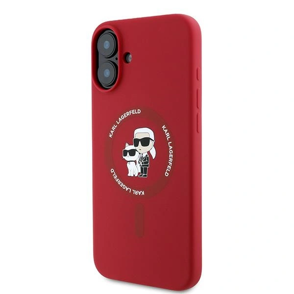 Kryt Karl Lagerfeld KLHMP16MSCMKCRHR Apple iPhone 16 Plus hardcase Silicone Karl&Choupette Heads Ring MagSafe red