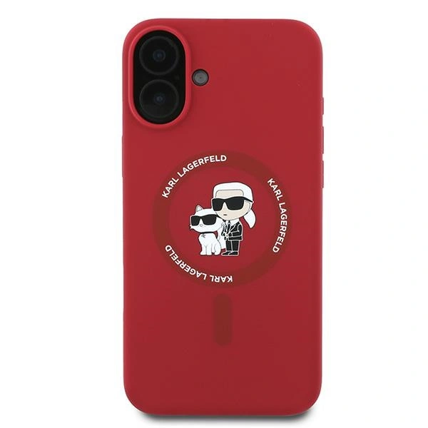 Kryt Karl Lagerfeld KLHMP16MSCMKCRHR Apple iPhone 16 Plus hardcase Silicone Karl&Choupette Heads Ring MagSafe red