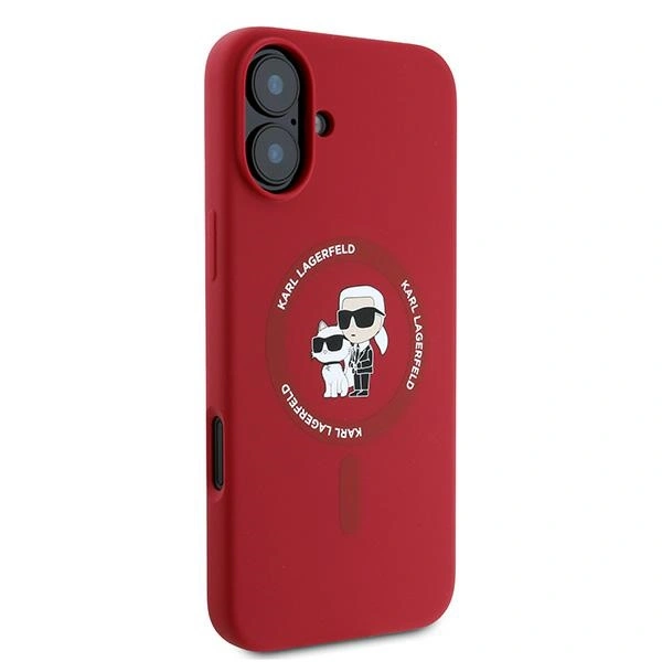 Kryt Karl Lagerfeld KLHMP16MSCMKCRHR Apple iPhone 16 Plus hardcase Silicone Karl&Choupette Heads Ring MagSafe red