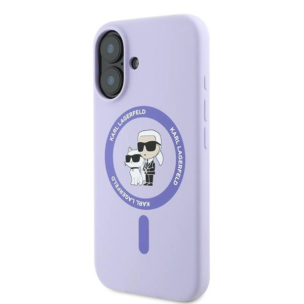 Kryt Karl Lagerfeld KLHMP16MSCMKCRHU Apple iPhone 16 Plus hardcase Silicone Karl&Choupette Heads Ring MagSafe purple