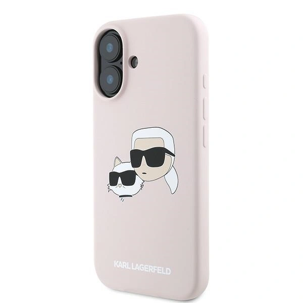 Kryt Karl Lagerfeld KLHMP16MSKCHPPLP Apple iPhone 16 Plus hardcase Silicone Double Heads Print MagSafe pink