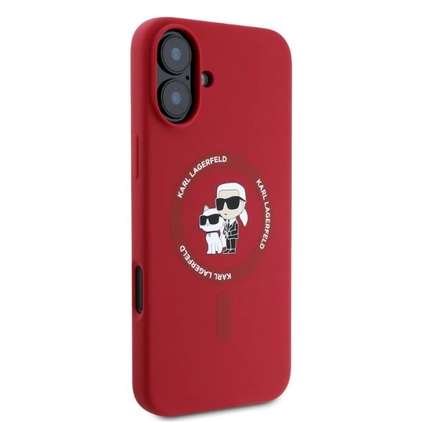 Kryt Karl Lagerfeld KLHMP16SSCMKCRHR Apple iPhone 16 hardcase Silicone Karl&Choupette Heads Ring MagSafe red
