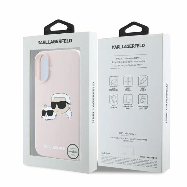 Kryt Karl Lagerfeld KLHMP16SSKCHPPLP Apple iPhone 16 hardcase Silicone Double Heads Print MagSafe pink