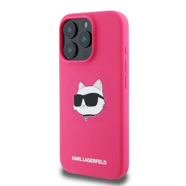 Kryt Karl Lagerfeld KLHMP16XSCHPPLF Apple iPhone 16 Pro Max hardcase Silicone Choupette Head Print MagSafe fuchsia