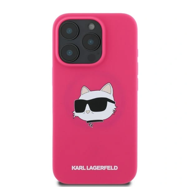 Kryt Karl Lagerfeld KLHMP16XSCHPPLF Apple iPhone 16 Pro Max hardcase Silicone Choupette Head Print MagSafe fuchsia