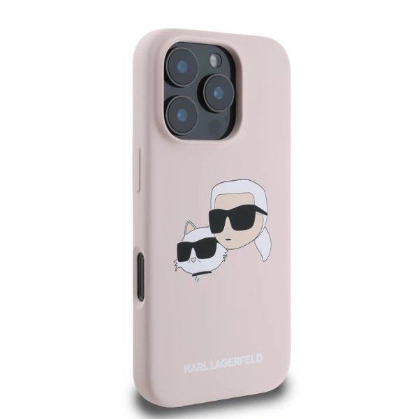 Kryt Karl Lagerfeld KLHMP16XSKCHPPLP Apple iPhone 16 Pro Max hardcase Silicone Double Heads Print MagSafe pink
