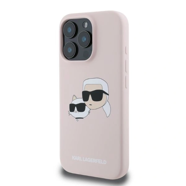 Kryt Karl Lagerfeld KLHMP16XSKCHPPLP Apple iPhone 16 Pro Max hardcase Silicone Double Heads Print MagSafe pink