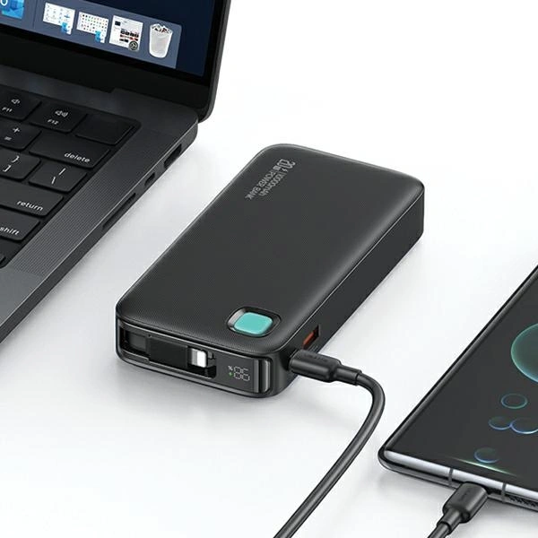 USAMS Powerbank + retractable Lightning cable 10000 mAh PD 20W Fast Charge XY Series purple