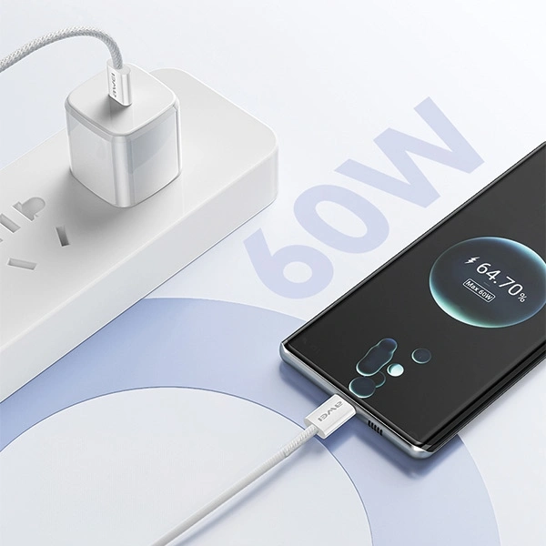 AWEI CL-219T USB-C / USB-C cable 60W 1m compatible with iPhone 15 black