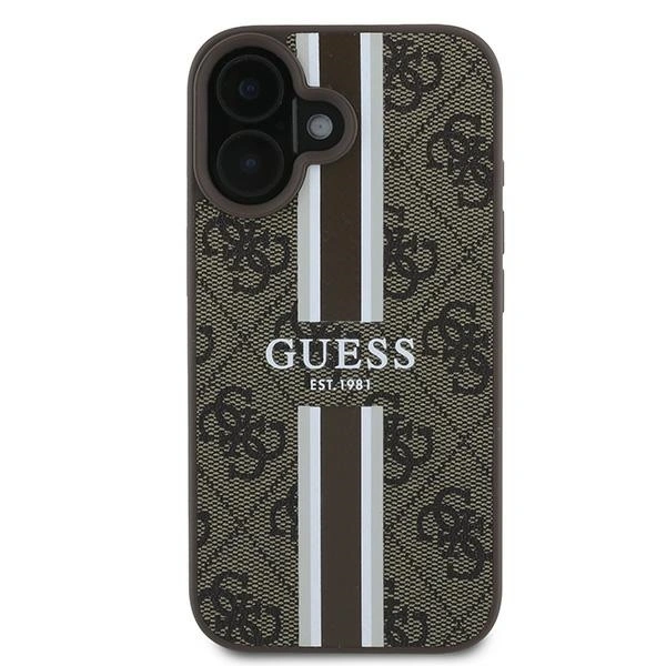 Kryt Guess GUHMP16MP4RPSW Apple iPhone 16 Plus hardcase 4G Printed Stripes MagSafe brown