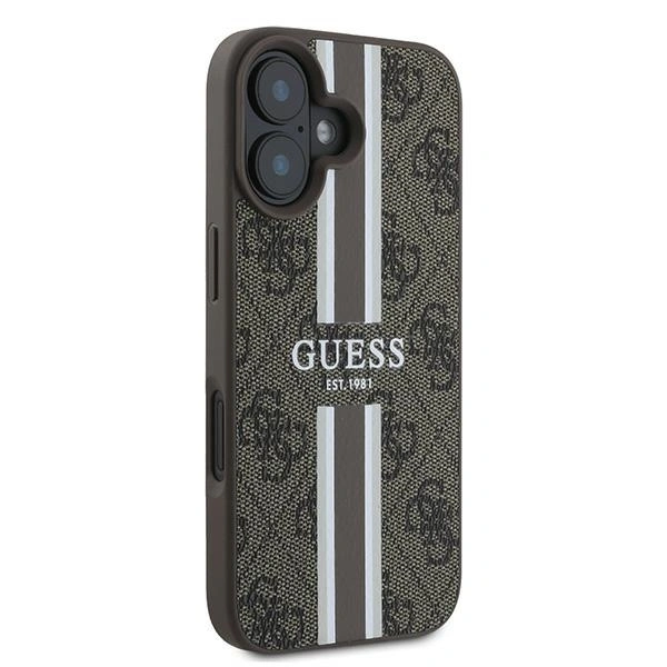 Kryt Guess GUHMP16MP4RPSW Apple iPhone 16 Plus hardcase 4G Printed Stripes MagSafe brown