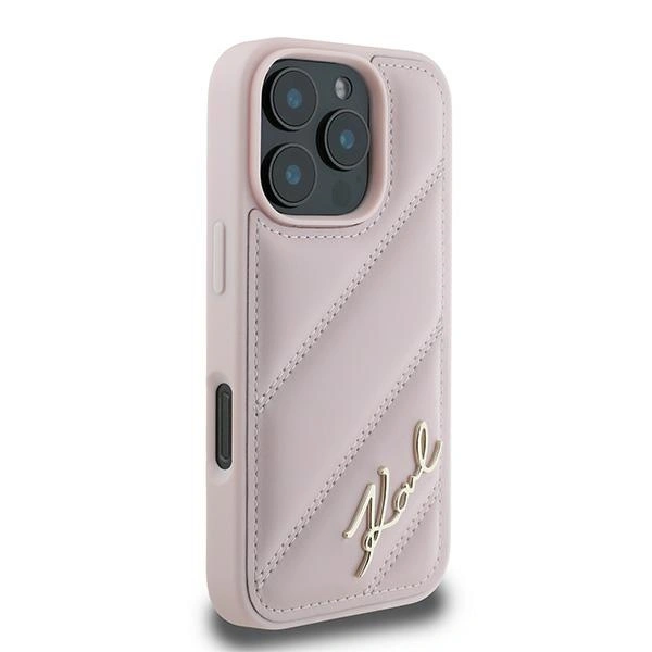 Kryt Karl Lagerfeld KLHCP16XPQDSMGP Apple iPhone 16 Pro Max hardcase Quilted Signature pink