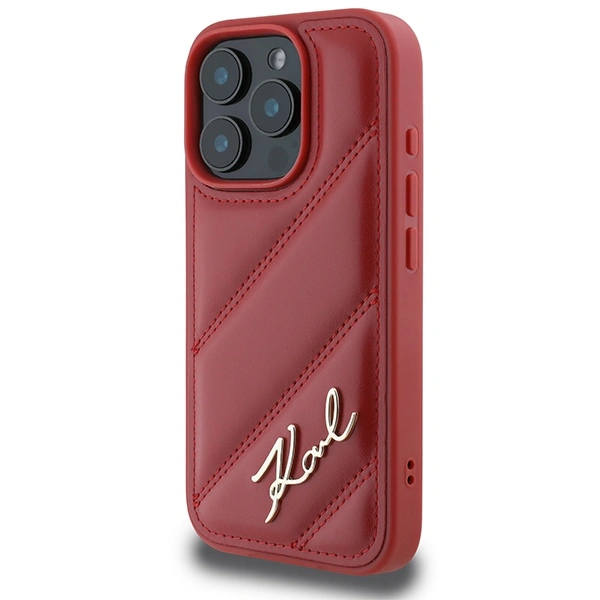 Kryt Karl Lagerfeld KLHCP16LPQDSMGR Apple iPhone 16 Pro hardcase Quilted Signature red