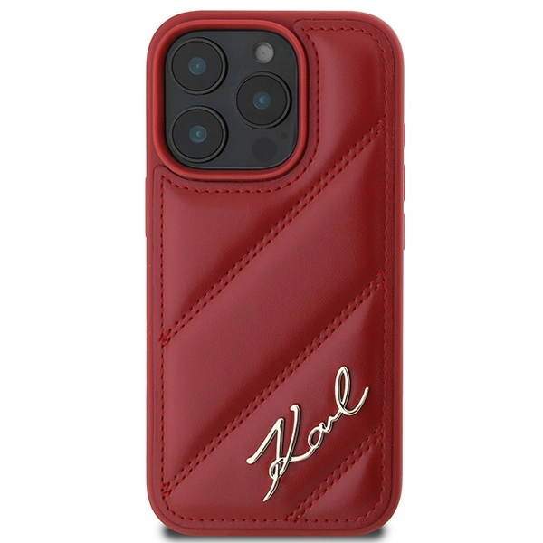Kryt Karl Lagerfeld KLHCP16LPQDSMGR Apple iPhone 16 Pro hardcase Quilted Signature red