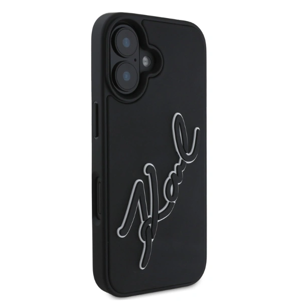 Kryt Karl Lagerfeld KLHCP16S3DRKSDLK Apple iPhone 16 hardcase 3D Rubber Signature black
