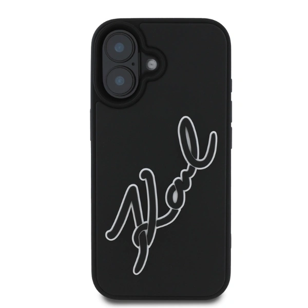 Kryt Karl Lagerfeld KLHCP16S3DRKSDLK Apple iPhone 16 hardcase 3D Rubber Signature black