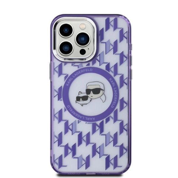 Kryt Karl Lagerfeld KLHMP15LHMCKMHU Apple iPhone 15 Pro IML Monogram Karl&Choupette Head MagSafe purple