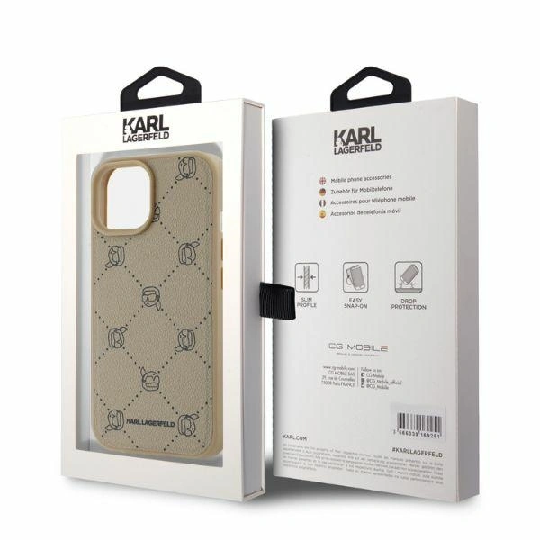 Kryt Karl Lagerfeld KLHMP15SPGKHPHE Apple iPhone 15 MagSafe Karl Heads beige