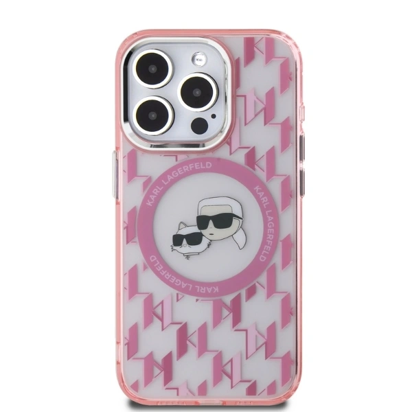 Kryt Karl Lagerfeld KLHMP15XHMCKMHP Apple iPhone 15 Pro Max IML Monogram Karl&Choupette Head MagSafe pink