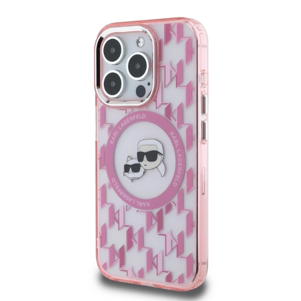 Kryt Karl Lagerfeld KLHMP15XHMCKMHP Apple iPhone 15 Pro Max IML Monogram Karl&Choupette Head MagSafe pink