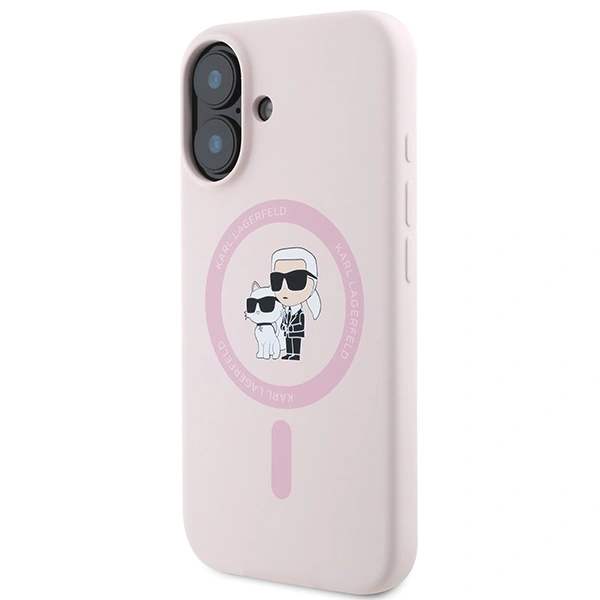 Kryt Karl Lagerfeld KLHMP16SSCMKCRHP Apple iPhone 16 hardcase Silicone Karl&Choupette MagSafe pink