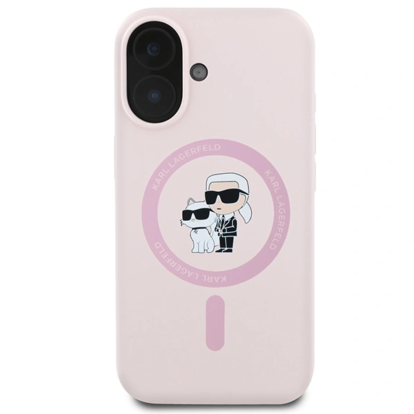 Kryt Karl Lagerfeld KLHMP16SSCMKCRHP Apple iPhone 16 hardcase Silicone Karl&Choupette MagSafe pink