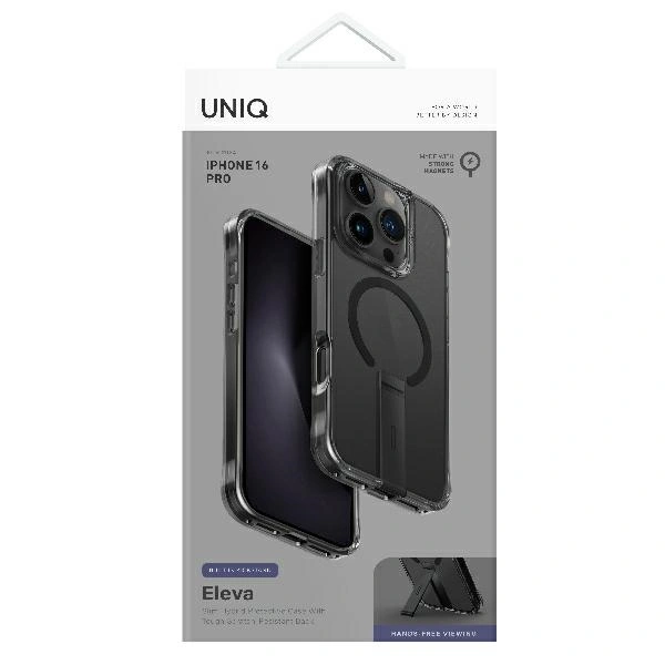 Kryt UNIQ Eleva with Vertica Stand Apple iPhone 16 Pro carbon black