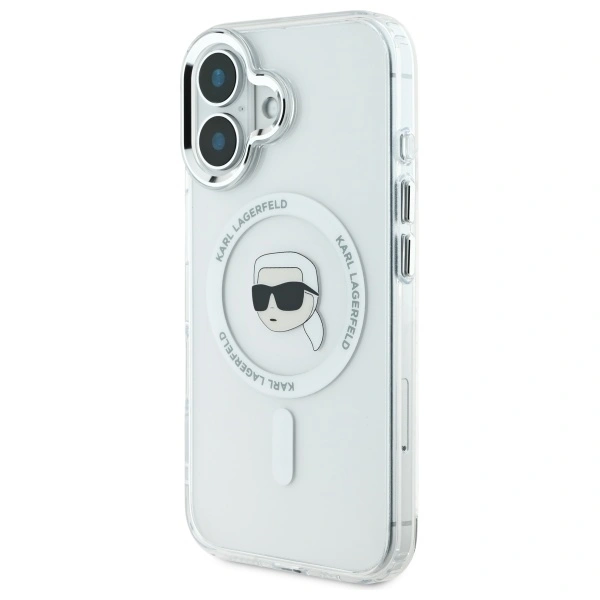 Kryt Karl Lagerfeld KLHMP16MHLSKIH Apple iPhone 16 Plus hardcase IML Metal Karl Head MagSafe white