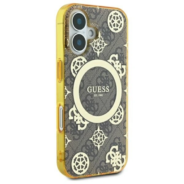 Kryt Guess GUHMP16SH4PYEEW Apple iPhone 16 hardcase IML Peony On 4G Background MagSafe brown