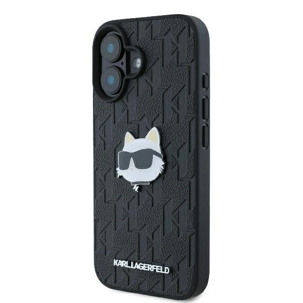 Kryt Karl Lagerfeld KLHCP16SPGKLCHPK Apple iPhone 16 hardcase Monogram Choupette Head Pin black