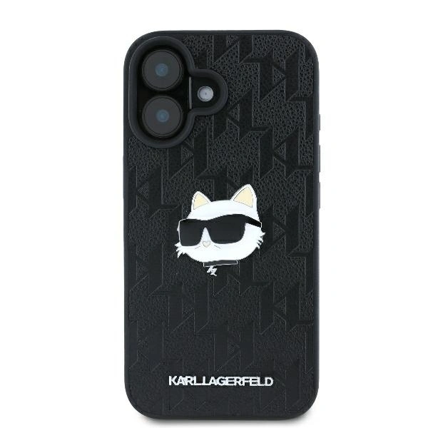 Kryt Karl Lagerfeld KLHCP16SPGKLCHPK Apple iPhone 16 hardcase Monogram Choupette Head Pin black