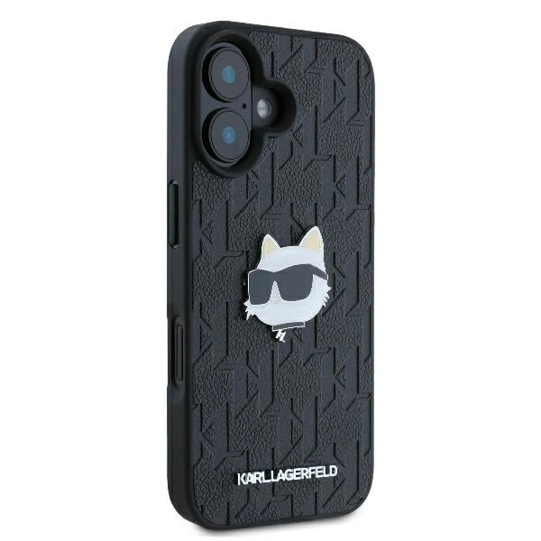 Kryt Karl Lagerfeld KLHCP16SPGKLCHPK Apple iPhone 16 hardcase Monogram Choupette Head Pin black