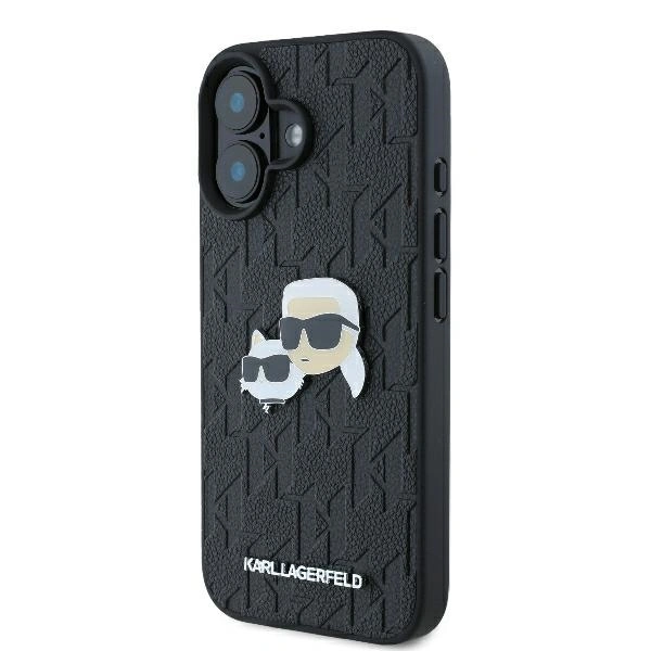 Kryt Karl Lagerfeld KLHCP16SPGKLKCPK Apple iPhone 16 hardcase Monogram Karl&Chaoupette Head Pin black