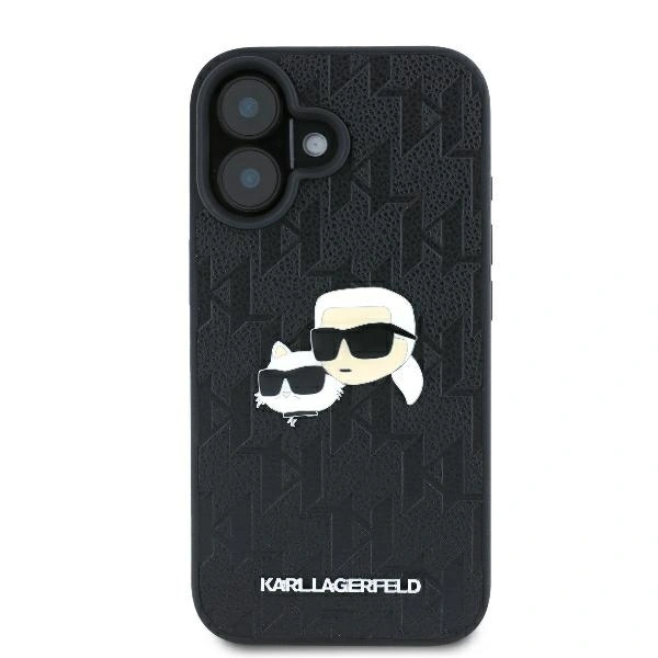 Kryt Karl Lagerfeld KLHCP16SPGKLKCPK Apple iPhone 16 hardcase Monogram Karl&Chaoupette Head Pin black