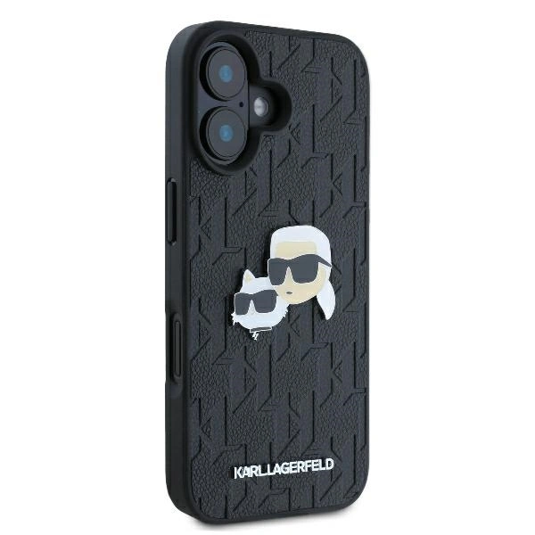 Kryt Karl Lagerfeld KLHCP16SPGKLKCPK Apple iPhone 16 hardcase Monogram Karl&Chaoupette Head Pin black