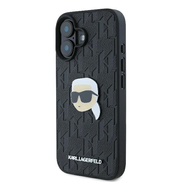 Kryt Karl Lagerfeld KLHCP16SPGKLKIPK Apple iPhone 16 hardcase Monogram Karl Head Pin black