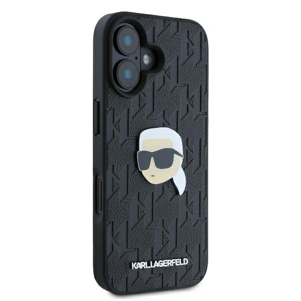 Kryt Karl Lagerfeld KLHCP16SPGKLKIPK Apple iPhone 16 hardcase Monogram Karl Head Pin black