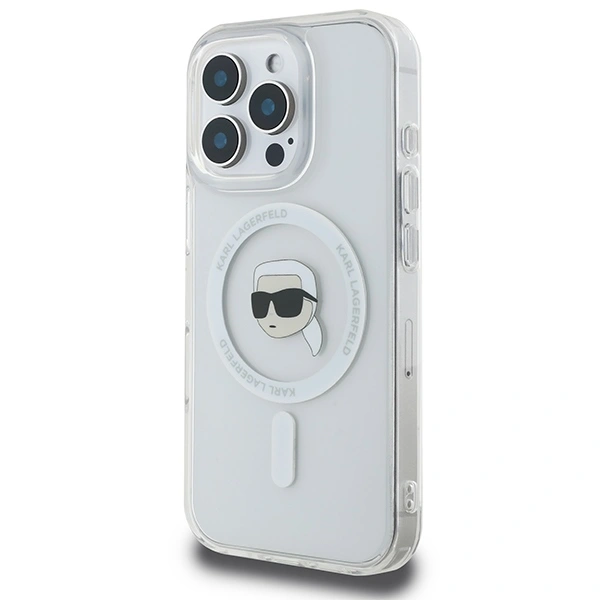 Kryt Karl Lagerfeld KLHMP16LHLSKIH Apple iPhone 16 Pro hardcase IML Metal Karl Head MagSafe white