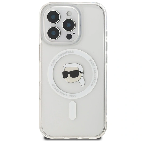 Kryt Karl Lagerfeld KLHMP16LHLSKIH Apple iPhone 16 Pro hardcase IML Metal Karl Head MagSafe white