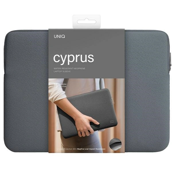 Kryt UNIQ neoprene laptop Sleeve 16" Cyprus Water-Resistant Onyx