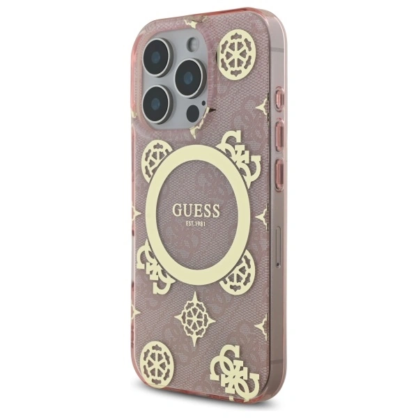 Kryt Guess GUHMP16LH4PYEEP Apple iPhone 16 Pro hardcase IML Peony On 4G Background MagSafe pink