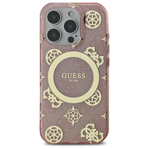Kryt Guess GUHMP16LH4PYEEP Apple iPhone 16 Pro hardcase IML Peony On 4G Background MagSafe pink