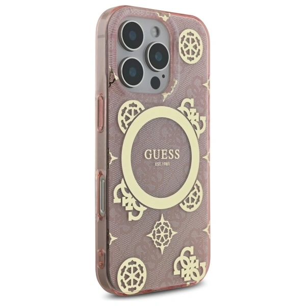 Kryt Guess GUHMP16LH4PYEEP Apple iPhone 16 Pro hardcase IML Peony On 4G Background MagSafe pink