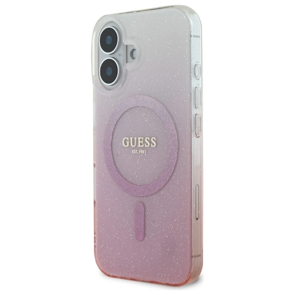 Kryt Guess GUHMP16SHGRCELP Apple iPhone 16 hardcase IML Glitter Gradient MagSafe pink