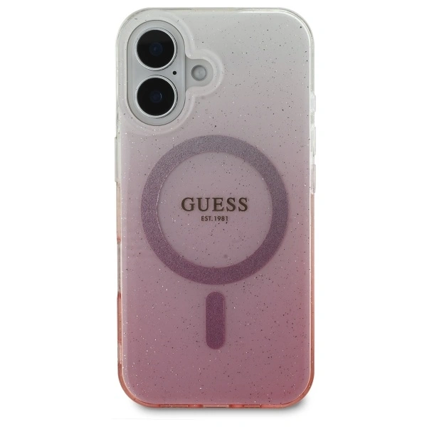 Kryt Guess GUHMP16SHGRCELP Apple iPhone 16 hardcase IML Glitter Gradient MagSafe pink