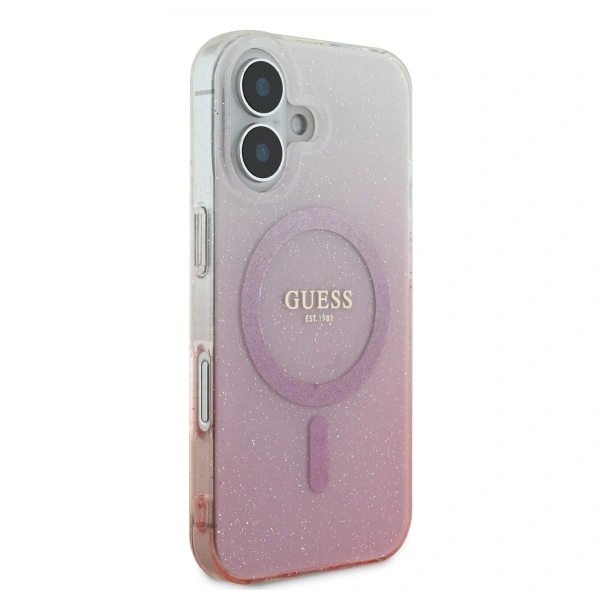 Kryt Guess GUHMP16SHGRCELP Apple iPhone 16 hardcase IML Glitter Gradient MagSafe pink