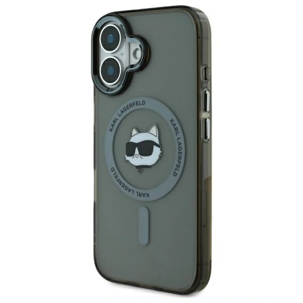 Kryt Karl Lagerfeld KLHMP16MHLSCHK Apple iPhone 16 Plus hardcase IML Metal Choupette Head MagSafe black