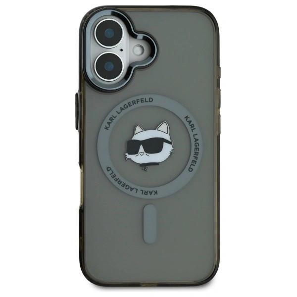 Kryt Karl Lagerfeld KLHMP16MHLSCHK Apple iPhone 16 Plus hardcase IML Metal Choupette Head MagSafe black