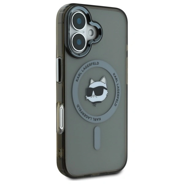 Kryt Karl Lagerfeld KLHMP16MHLSCHK Apple iPhone 16 Plus hardcase IML Metal Choupette Head MagSafe black