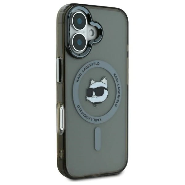 Kryt Karl Lagerfeld KLHMP16SHLSCHK Apple iPhone 16 hardcase IML Metal Choupette Head MagSafe black